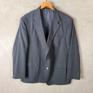 Stafford Jacket Mens 48R‎ Gray Sport Coat Pewter Buttons Worsted Wool Blend